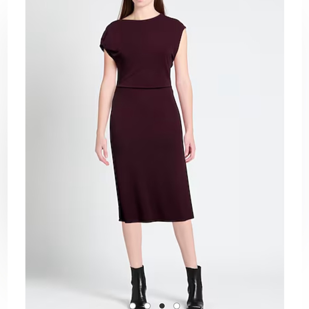 IRO‎ Pilar Asymmetrical Burgundy Midi Dress